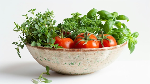 Misa s čerstvými bylinkami a zeleninou